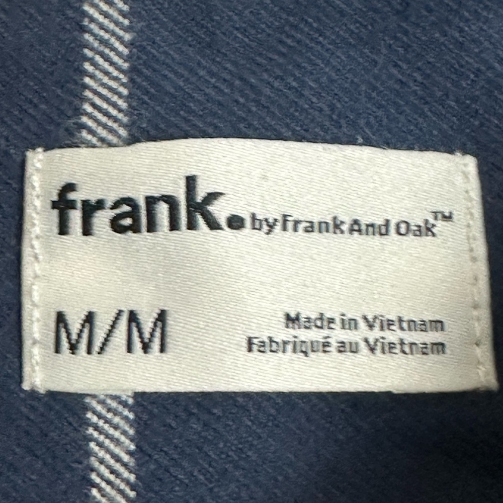 Frank & Oak Blue Plaid Button-Up Shirt Size M Organic Cotton Flannel Style - Picture 5 of 7
